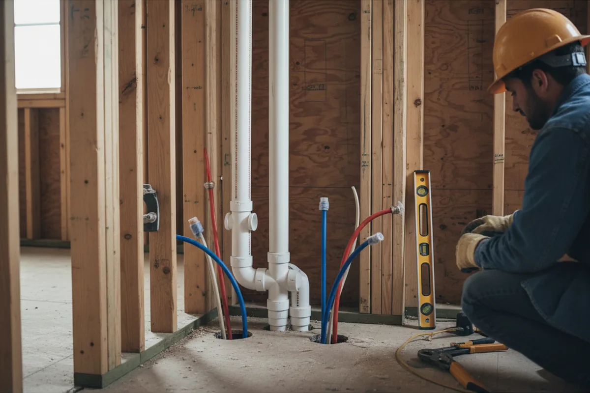 Drain and supply rough-in during Drain Cleaning in Raven