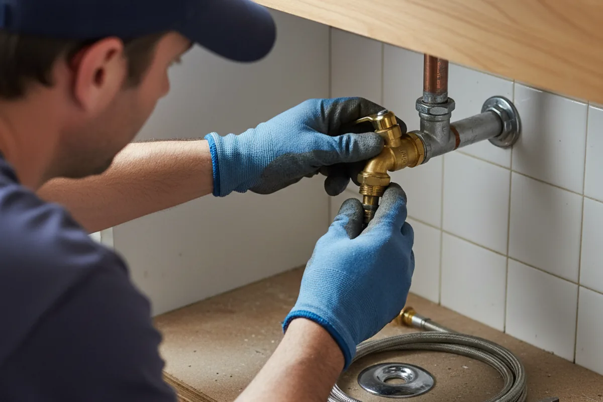 Shutoff valve and fitting work during Emergency Plumbing in Raven